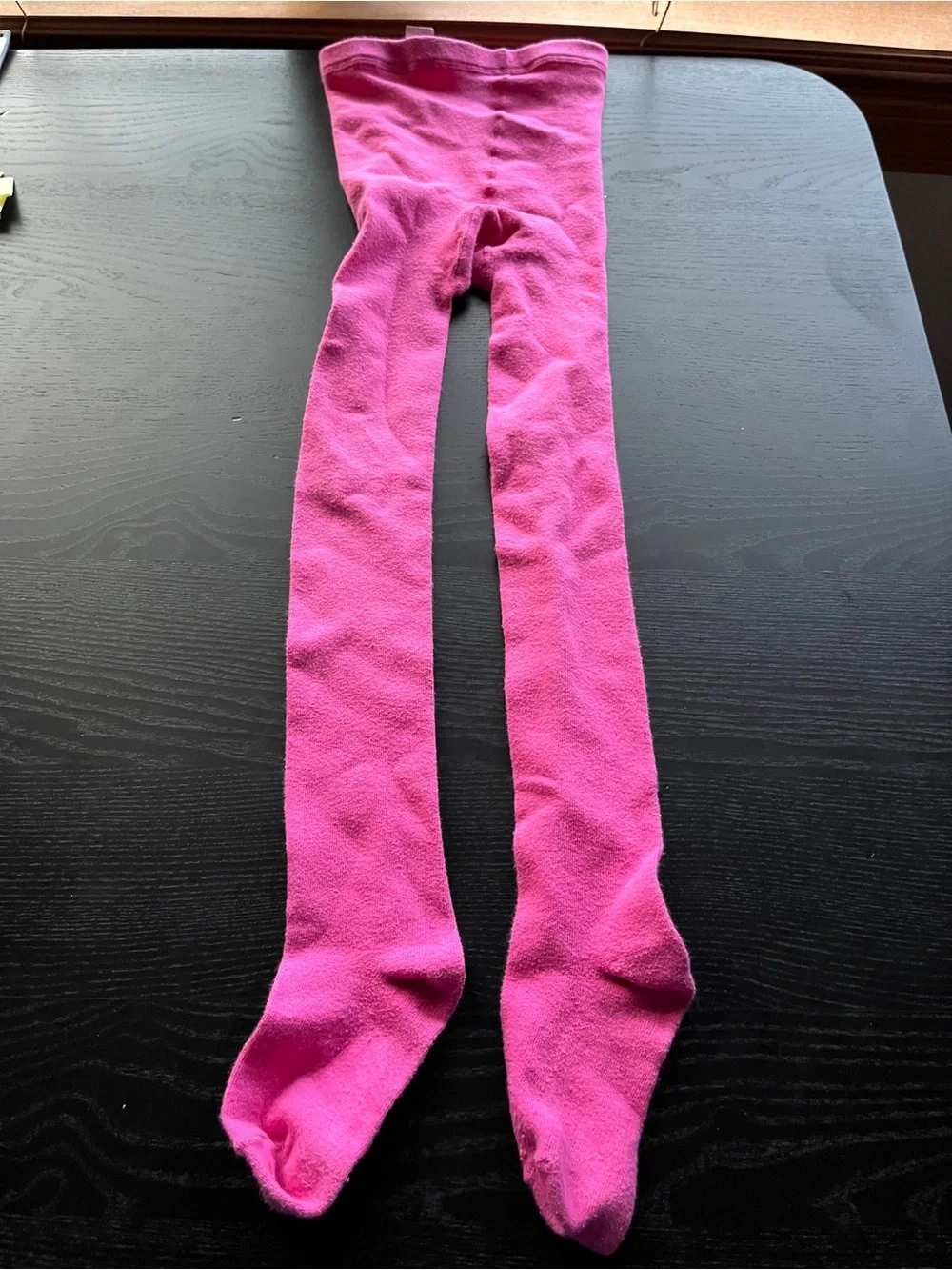 Pink Knit Tights Stockings Size 7-10 Kids Girls Footed Elastic Waist